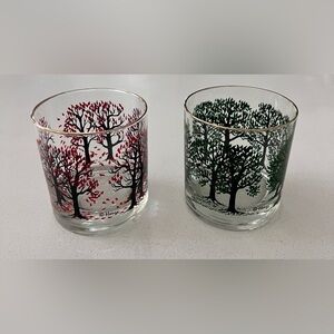 Vintage Houze Trees of‎ the Season Rocks Cocktail Glasses Fall Summer